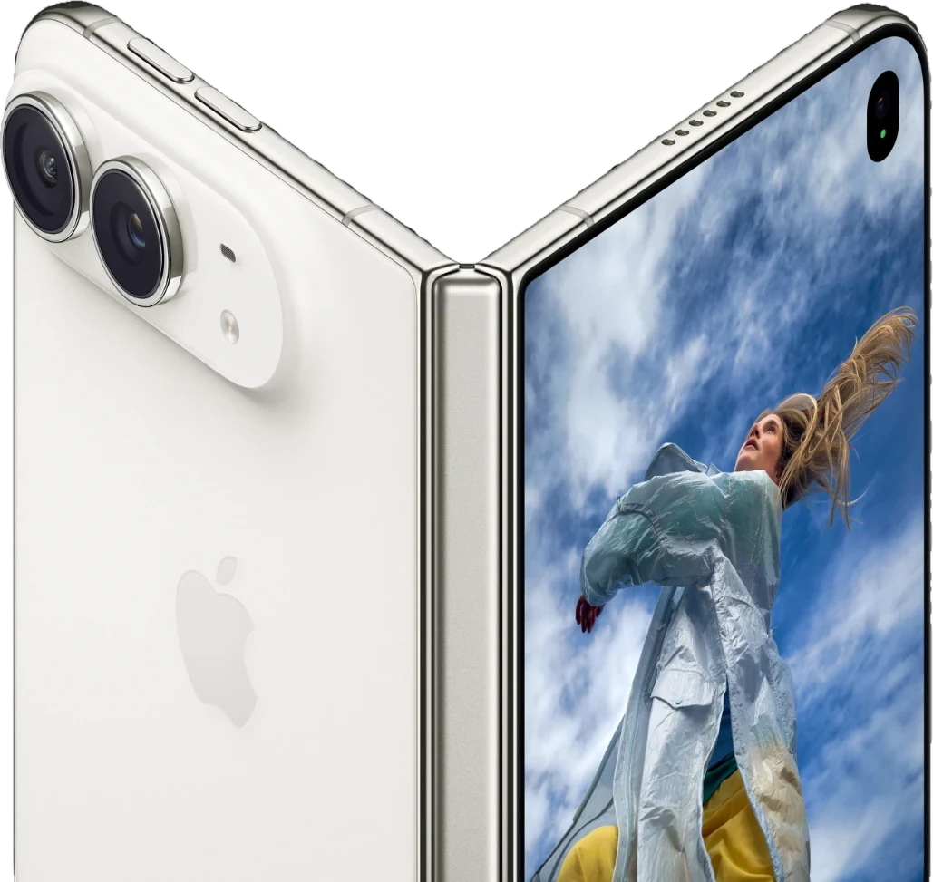 Apple iPhone Duo in Weiß, halb aufgeklappt